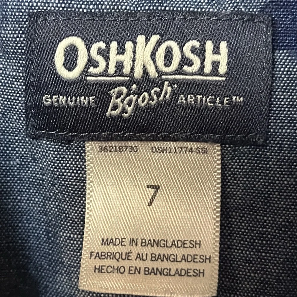 OshKosh B'gosh Kids Floral Denim Shirt - Blue and Pink Size 7